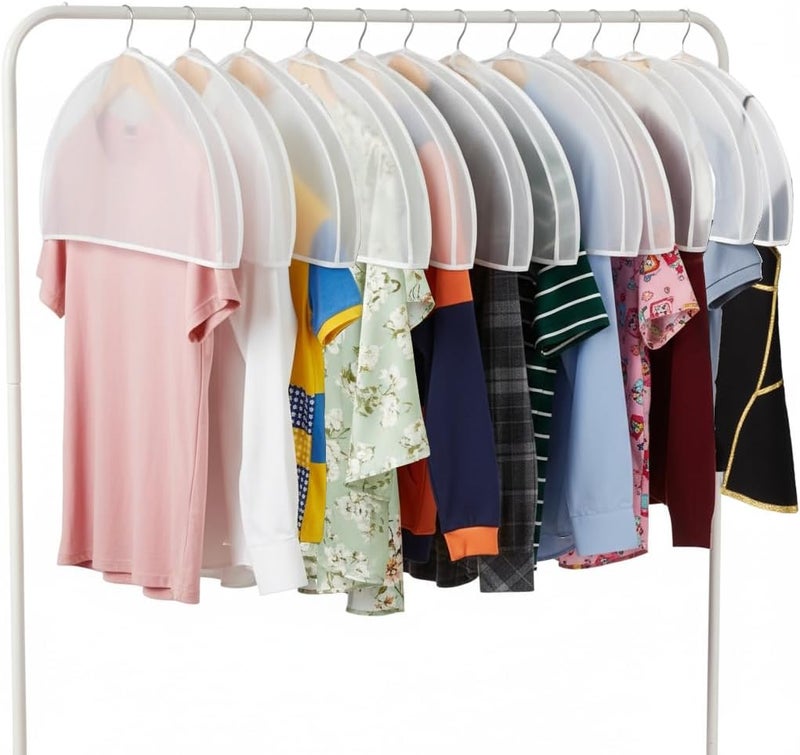 MS KITCHEN Shoulder Covers Plastic Hanger Covers for Clothes (Set of 12) Closet Clothes Protectors Breathable Clear Jacket Cover with 2" Gusset for Suit, Coat, Jackets, Blouses, Dress - 24'' x12" x2''/12 Pack - Image 1